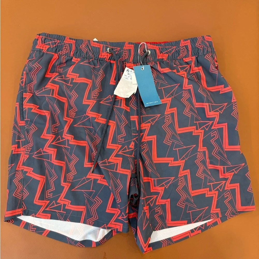 Red and Gray Men's Swim Shorts